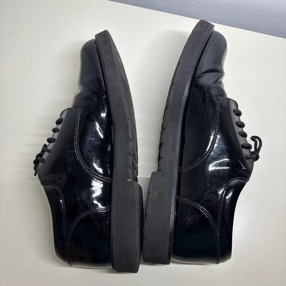 MENS 12M BATES E22141 HIGH GLOSS TACTICAL DUTY OXFORD Patent Leather SHOES BLACK